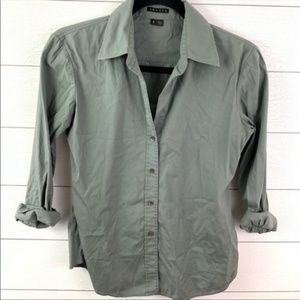 Theory Green Button Down Blouse